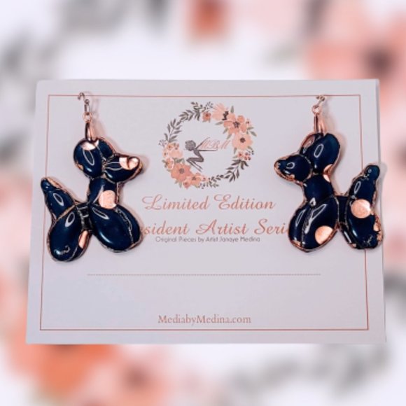 ⭐️Host Pick!⭐️🆕MBM Navy & Copper Balloon Animal Puppies. Artist Made NWT - Picture 4 of 11